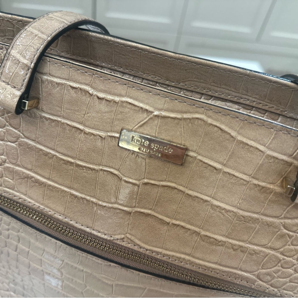 Kate Spade Croc-Embossed Tan Tote - Picture 6 of 9